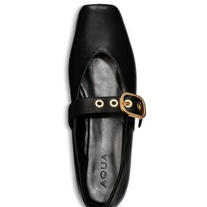 Aqua Women's Black Flats with Gold Accent